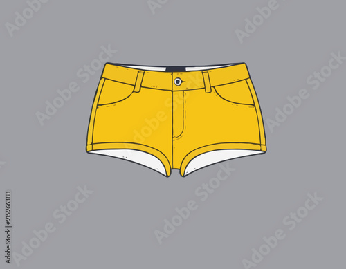 Yellow Short Pants Vector For Template
