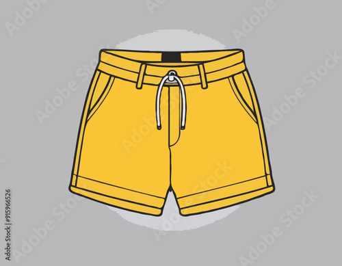 Yellow Short Pants Vector For Template
