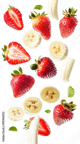 Falling Strawberry and Banana Slices photo