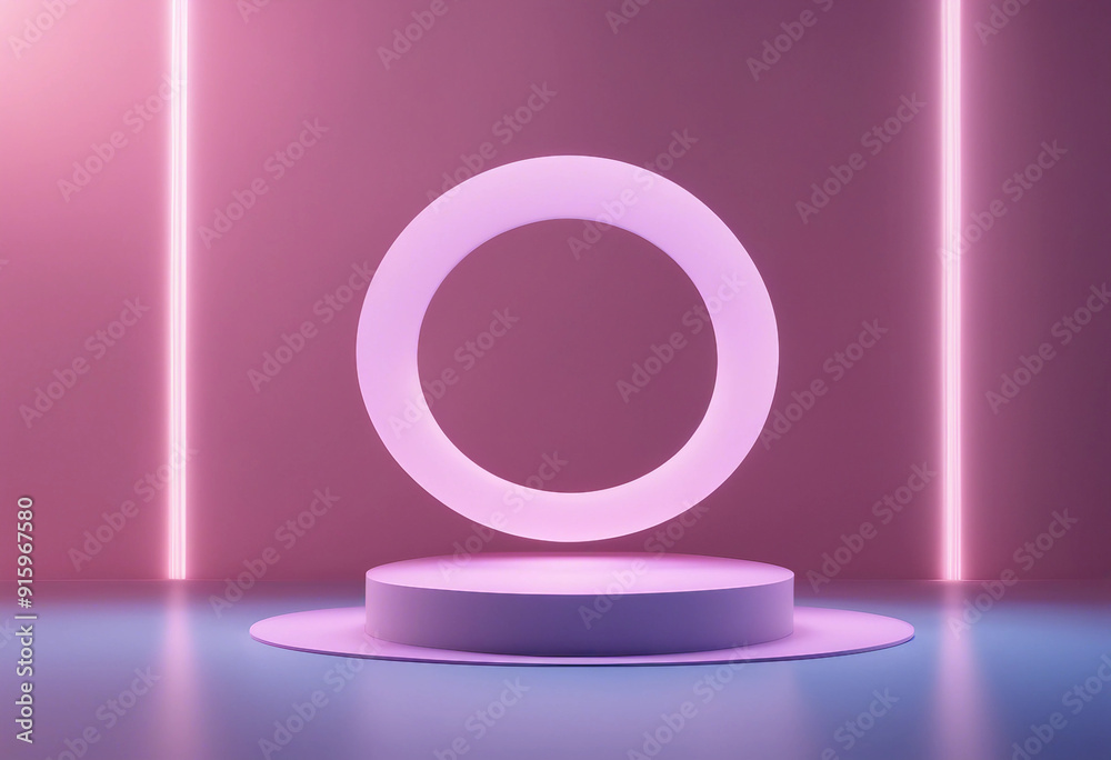 3D circular pedestal and lights on blue and pink background light purple Minimalist stage design Pro 3D circular pedestal and lights on blue and pink background light purple Minimalist stage design Pro
