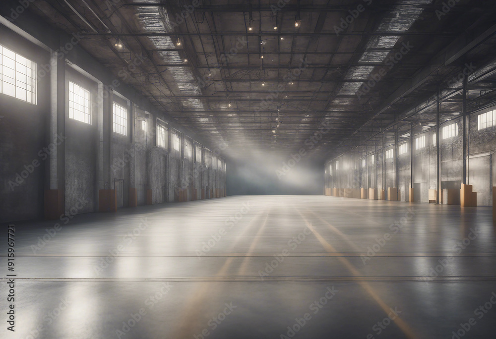 3D empty hall of modern interior of a warehouse 3D empty hall of modern interior of a warehouse