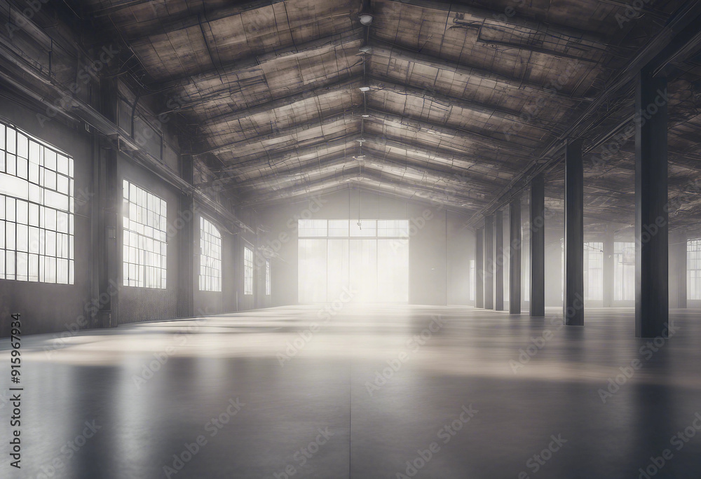 3D empty hall of modern interior of a warehouse 3D empty hall of modern interior of a warehouse