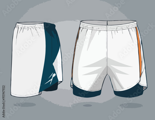 Sport track Shorts with compression tights design vector template, basketball shorts concept with front and back view for football, badminton and running active wear double layer trail shorts design
