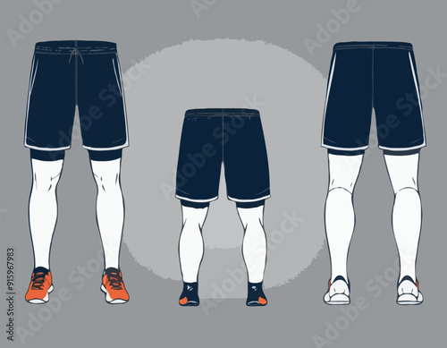 Sport track Shorts with compression tights design vector template, basketball shorts concept with front and back view for football, badminton and running active wear double layer trail shorts design
