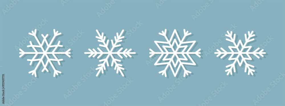 set of white snowflake icons, winter season symbol, decorative art, simple vector elements, christmas decoration set of white snowflake icons, winter season symbol, decorative art, simple vector elements, christmas decoration