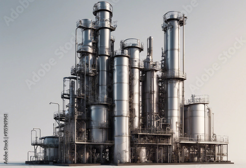 3D Oil and gas industrial Oil refinery plant form industry Refinery factory oil storage tank and pip