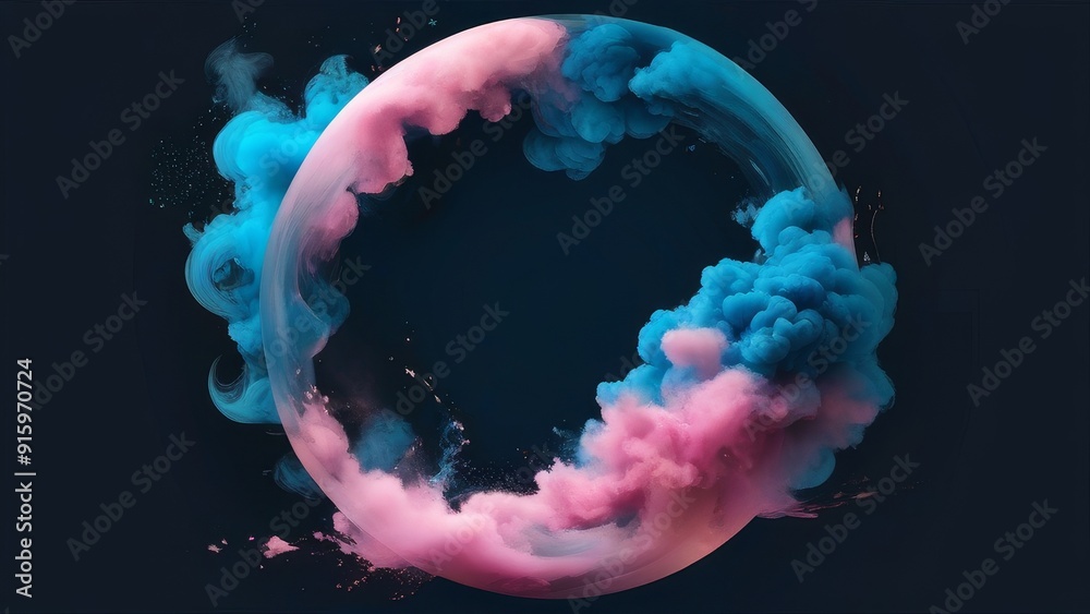 Fototapeta premium A colorful smoke cloud with blue, pink and purple swirls