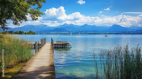 lake chiemsee in bavaria at Gstadt - germany photo
