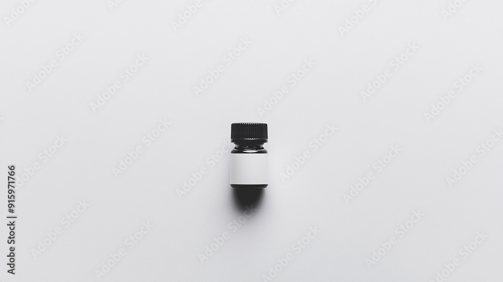Empty pill bottle with blank label on white background, symbolizing the void or absence of medication. Represents themes of health, wellness, uncertainty, and the potential for change Empty pill bottle with blank label on white background, symbolizing the void or absence of medication. Represents themes of health, wellness, uncertainty, and the potential for change