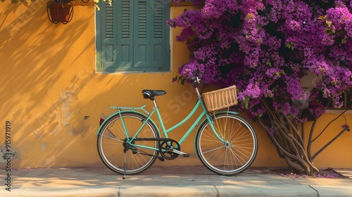  An aqua green bicycle