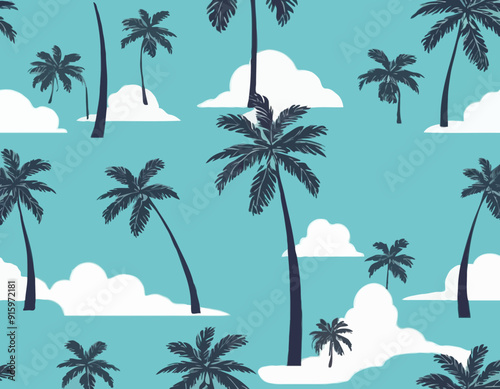 Tropical island with palm trees stock illustration