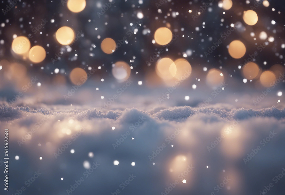 Christmas background with snowflakes in winter landscape with snow lights bokeh blurred background A Christmas background with snowflakes in winter landscape with snow lights bokeh blurred background A