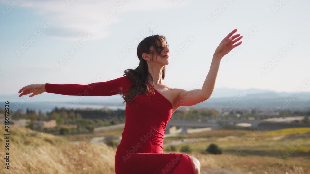 Dance Steps For A Girl In Italian Nature During Hot Summer Day Outdoor
