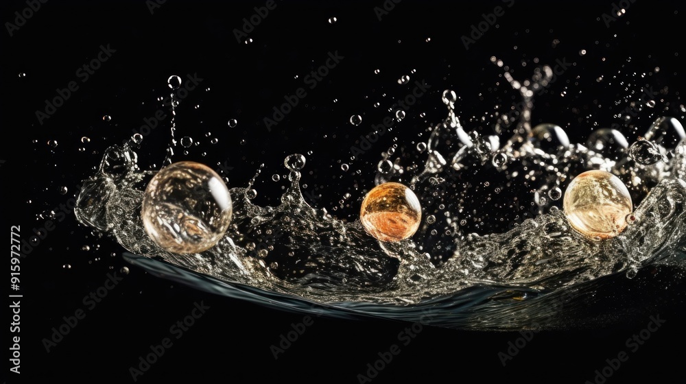 Water Droplets Splashing with Spheres