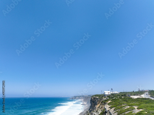 A beautiful view of the coast on a clear sunny day photo