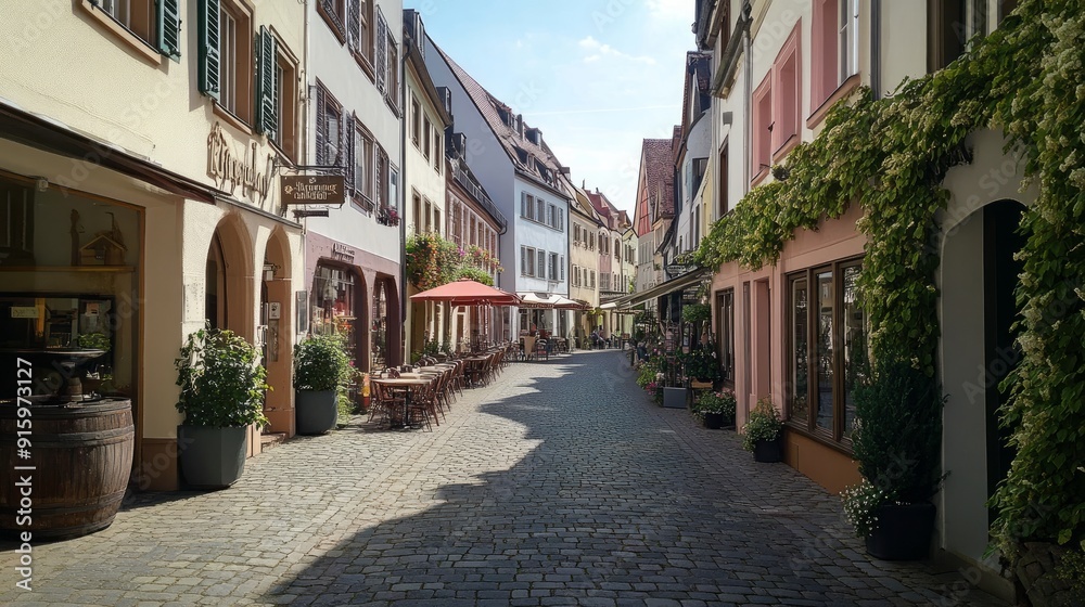 Beautiful old buildings and shops in Rosenheim's old town on September 1, 2023. Rosenheim, Germany Beautiful old buildings and shops in Rosenheim's old town on September 1, 2023. Rosenheim, Germany
