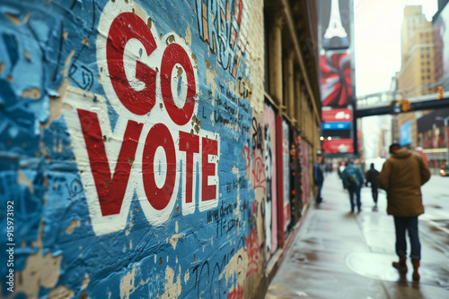 Go vote. Outdoor, youth targeted, social ad campaign concept. Copy space for text, background.