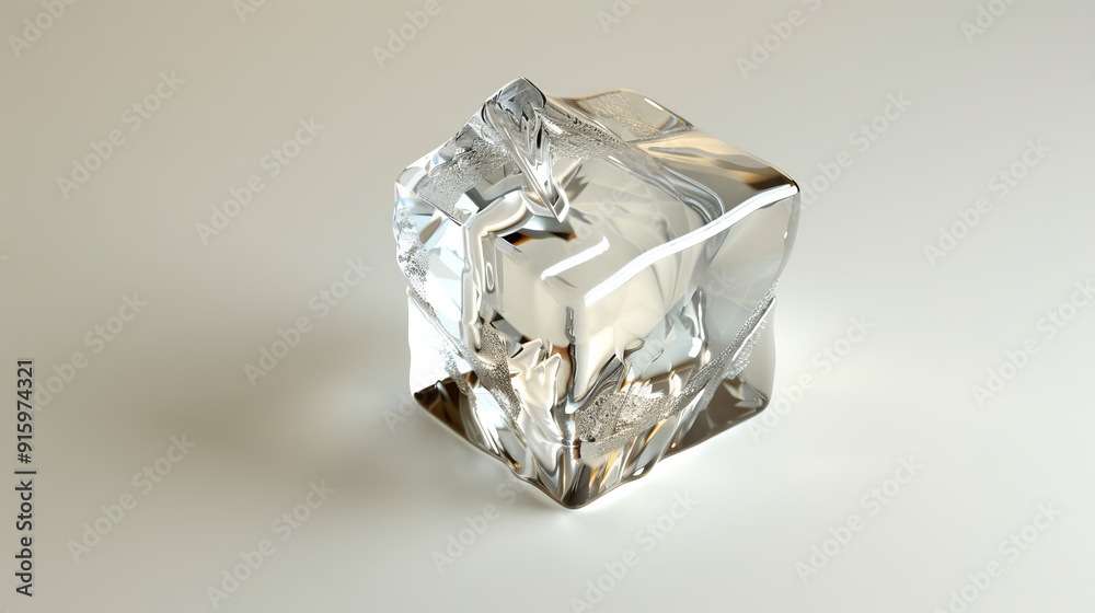An ice cube as clear as crystal on a white background. An ice cube as clear as crystal on a white background.