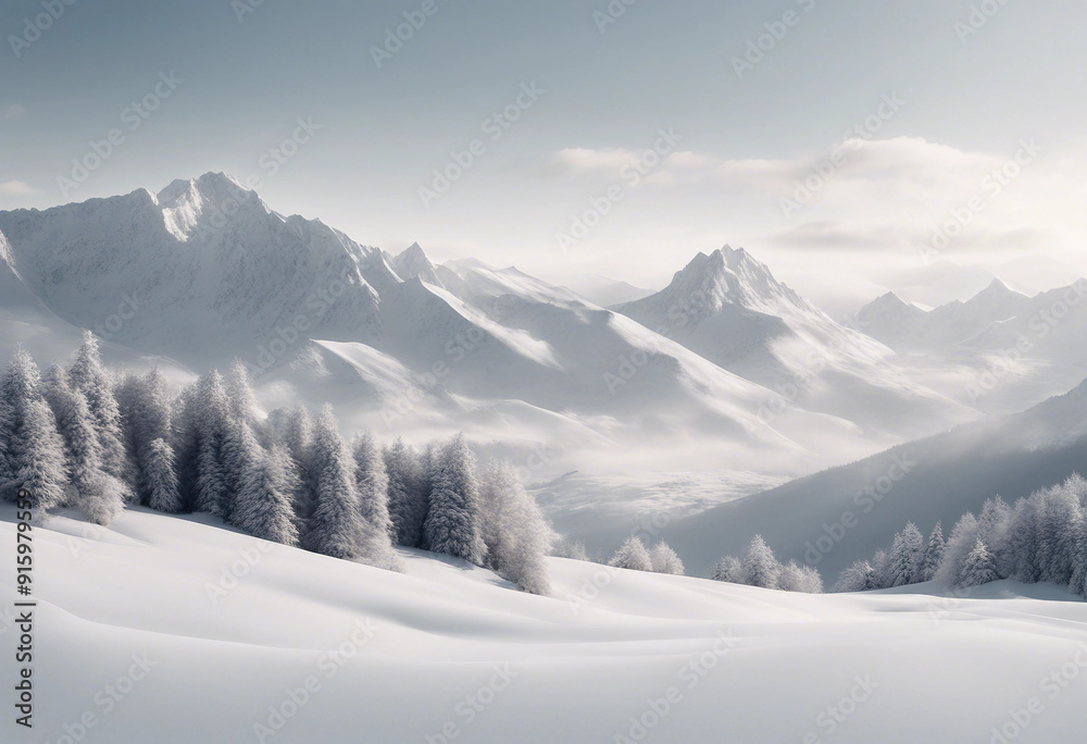 Mountain in winter snow blank covered landscape panorama of beautiful hills scenery isolated on whit Mountain in winter snow blank covered landscape panorama of beautiful hills scenery isolated on whit