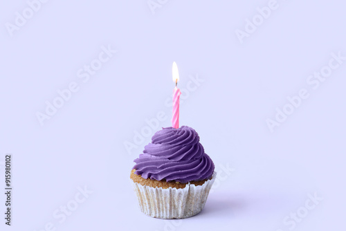 Tasty cupcake with birthday...