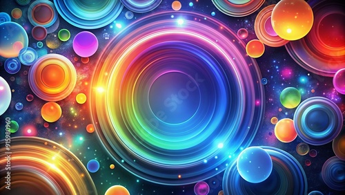 Abstract digital orbital background with colorful circles , technology, space, abstract, orbit, circles, geometric, digital