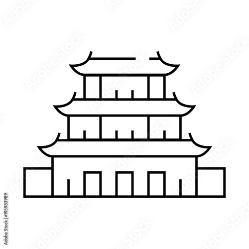 puning temple, china line icon vector. puning temple, china sign. isolated contour symbol black illustration