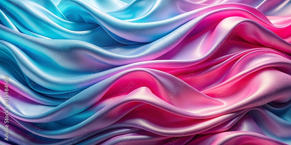 Fototapeta premium Wave texture silk abstract fabric in pink and blue tones , silk, abstract, texture, fabric, pink, blue, textile, background