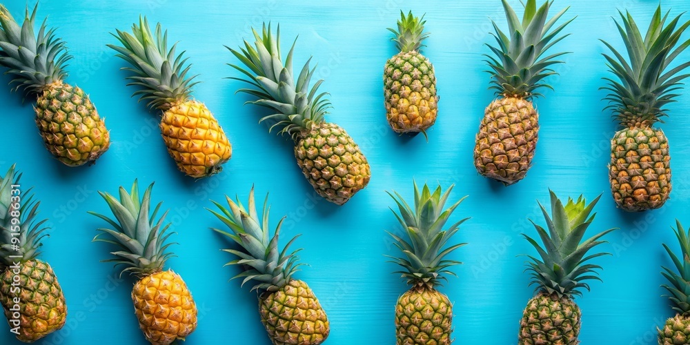 Vivid blue seamless background with multiple pineapples of various sizes, creating a fun and tropical summer vibe , Pineapple Vivid blue seamless background with multiple pineapples of various sizes, creating a fun and tropical summer vibe , Pineapple