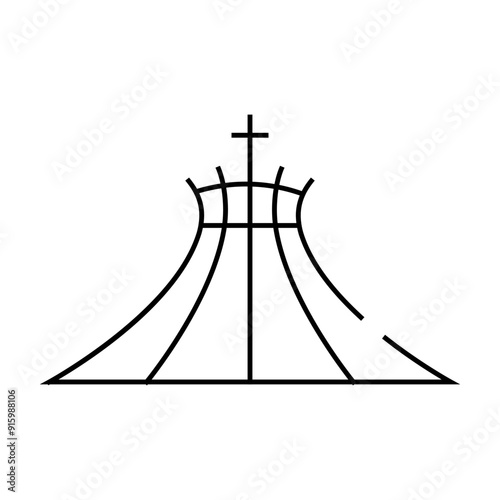 metropolitan cathedral of blessed virgin mary, brazil line icon vector. metropolitan cathedral of blessed virgin mary, brazil sign. isolated contour symbol black illustration