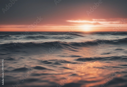 Sunset over the sea wave gradient effect isolated on white and transparent background