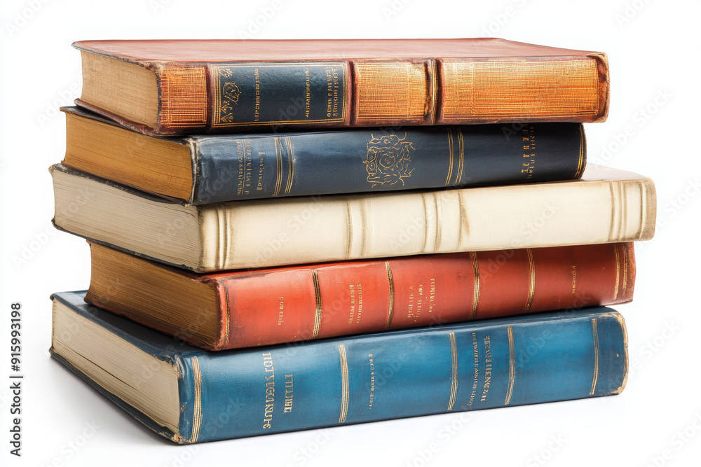 Five books isolated on the white background
