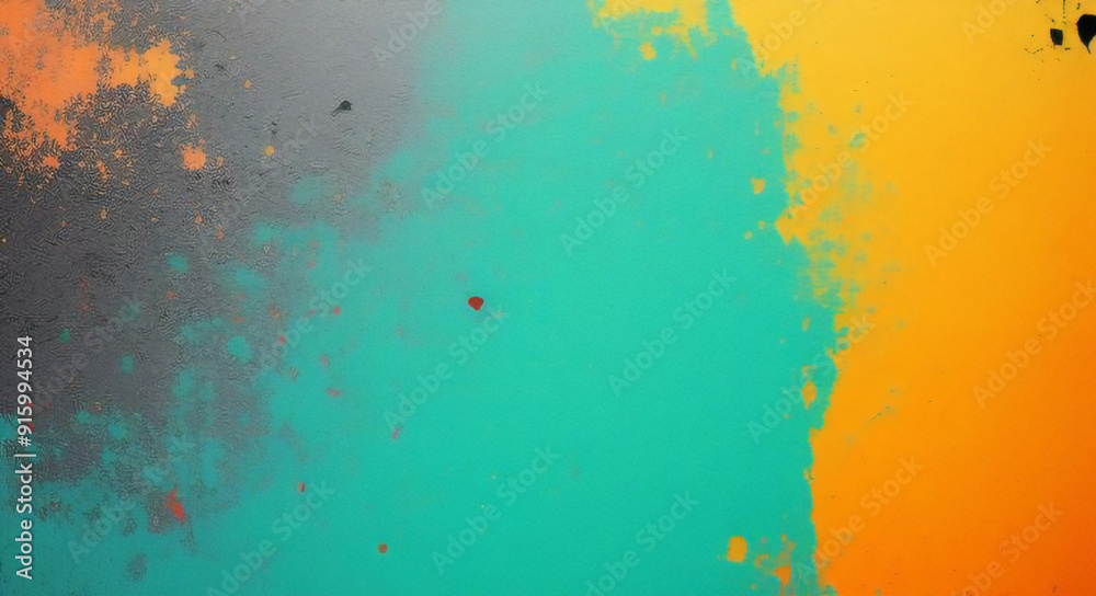Fototapeta premium Vibrant abstract watercolor background featuring loose expressive brushstrokes and splatters in bold colors on a textured grungy surface.