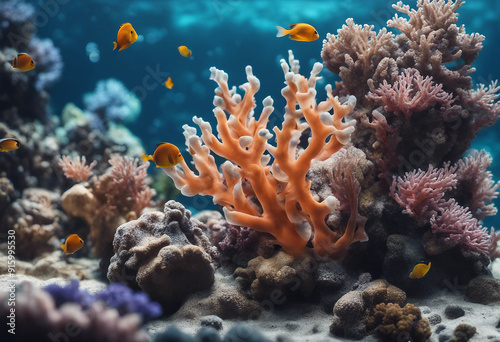 Tropical coral reef with sea fish beautiful underwater world idea concept isolated on white transpar photo