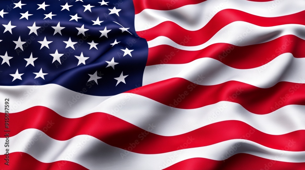 Highly detailed American flag, bright red and white stripes, distinct stars on a navy blue field, captured in mid-wave with realistic texture Highly detailed American flag, bright red and white stripes, distinct stars on a navy blue field, captured in mid-wave with realistic texture