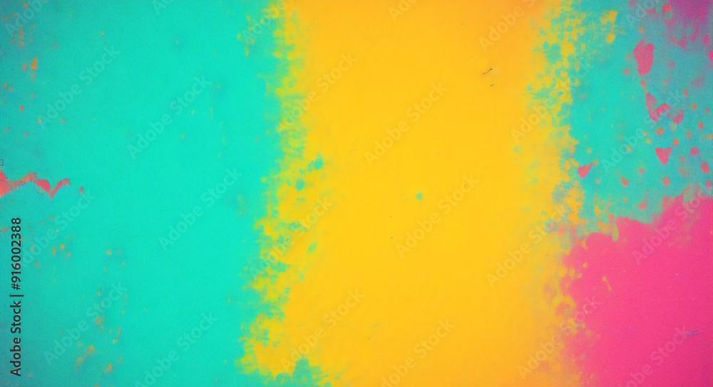 Fototapeta premium blue watercolor paint background design with colorful orange pink borders and bright center, watercolor bleed and fringe with vibrant distressed grunge texture