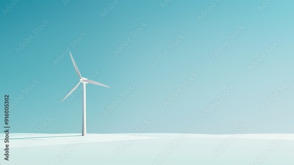 2D illustration of a single windmill with basic shapes on a neutral colored background in a simplicity of vector minimalistic style drawing