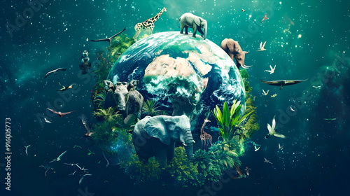 Celebrating World Wildlife Day with the Diverse Wonders of Earth and its Cosmic Connections   A stunning visual representation of the intricate web of life on our planet