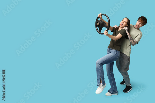 Emotional young couple with...