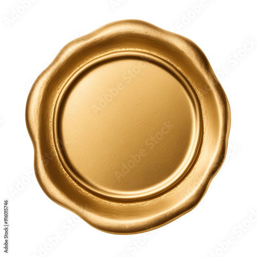gold wax seal with blank area isolated on transparent background