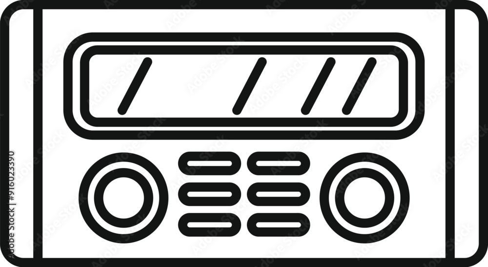 Line drawing of an old radio receiver broadcasting breaking news with antenna up tuning listening Line drawing of an old radio receiver broadcasting breaking news with antenna up tuning listening