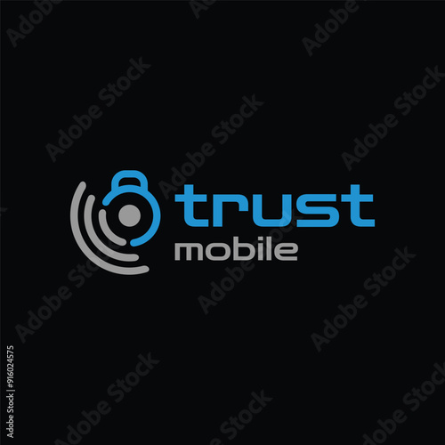 mobile phone network security vector logo design