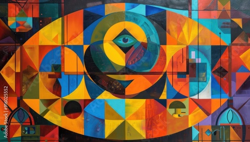 Abstract Eye Painting - Geometric Shapes and Vibrant Colors
