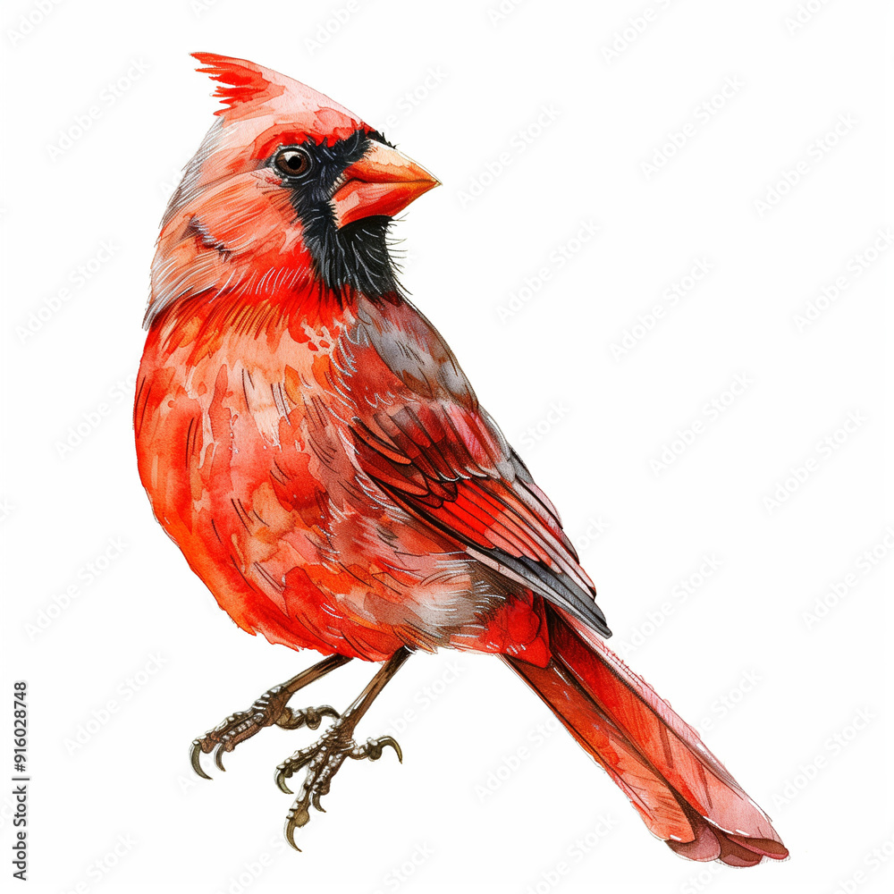 A vibrant illustration of a cardinal bird showcasing detailed watercolor techniques. A vibrant illustration of a cardinal bird showcasing detailed watercolor techniques.