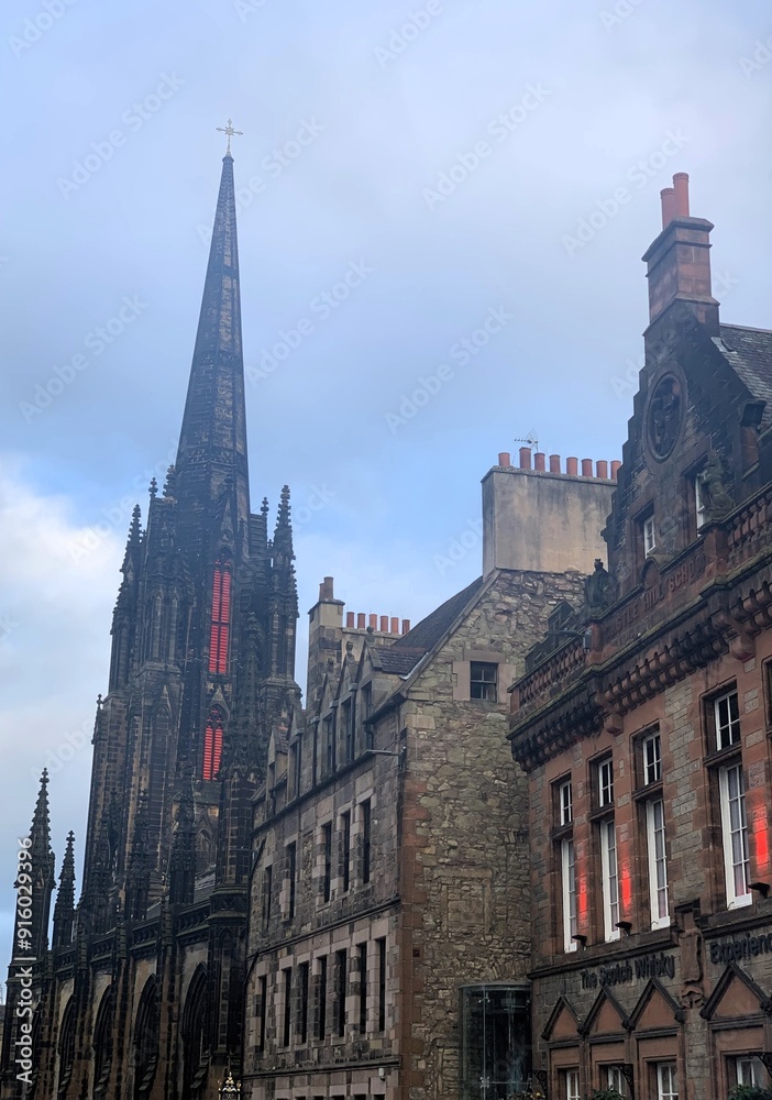 Fototapeta premium old street with church tower