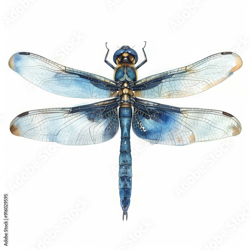 A detailed illustration of a dragonfly showcasing its intricate wings and body structure.