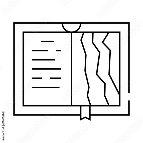 torn pages book line icon vector. torn pages book sign. isolated contour symbol black illustration