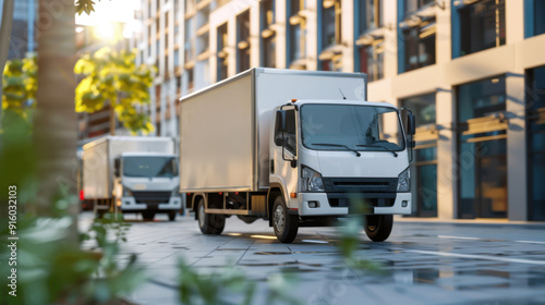 Electric delivery trucks with renewable energy photo