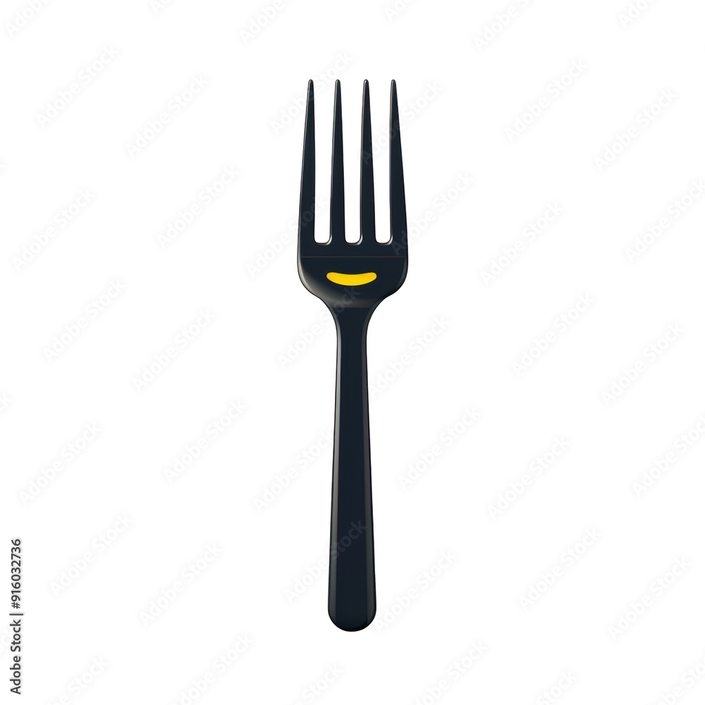 A black fork with a yellow smile on a transparent background. A black fork with a yellow smile on a transparent background.