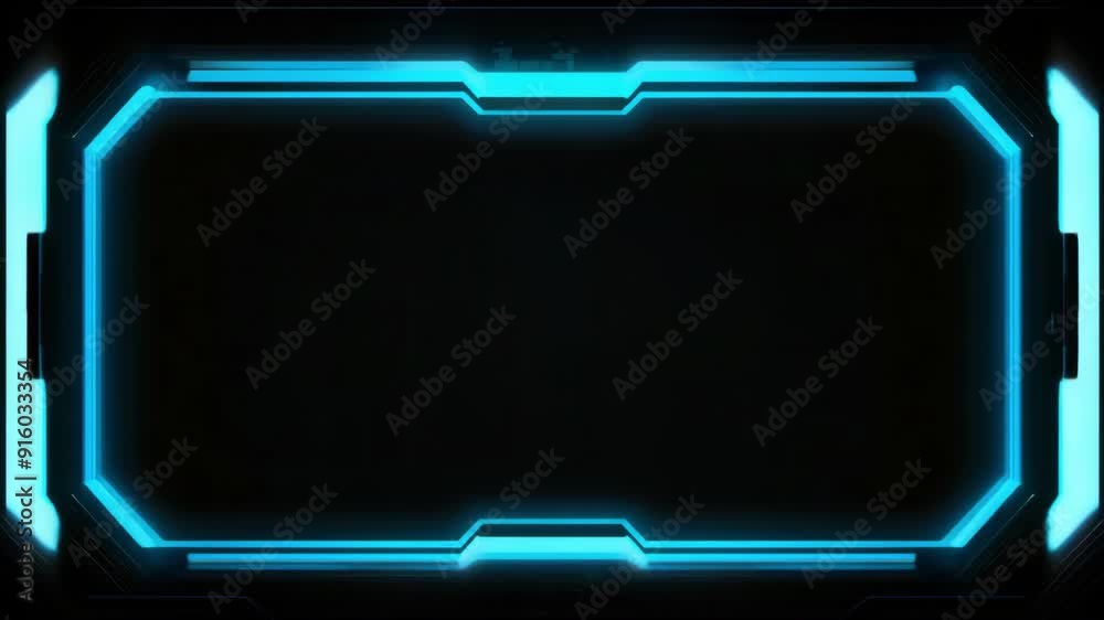 Futuristic digital frame with glowing blue edges, ideal for technology or sci-fi themed designs.