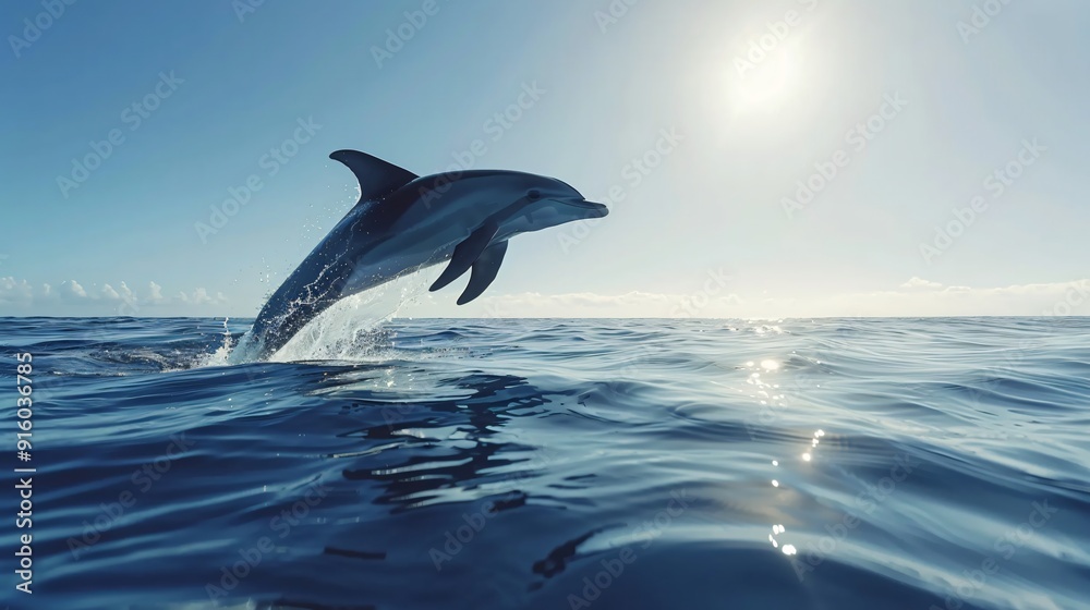 Fototapeta premium Dolphin Leaping Gracefully Out of the Water